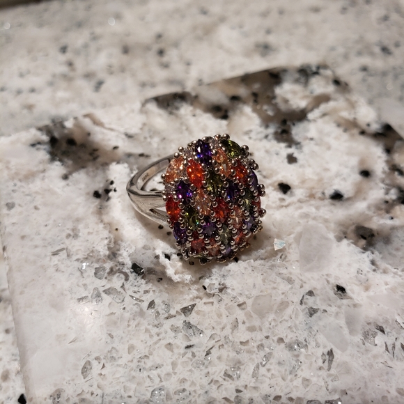 Precious gemstone ring. Platinum over sterling. - Picture 9 of 10